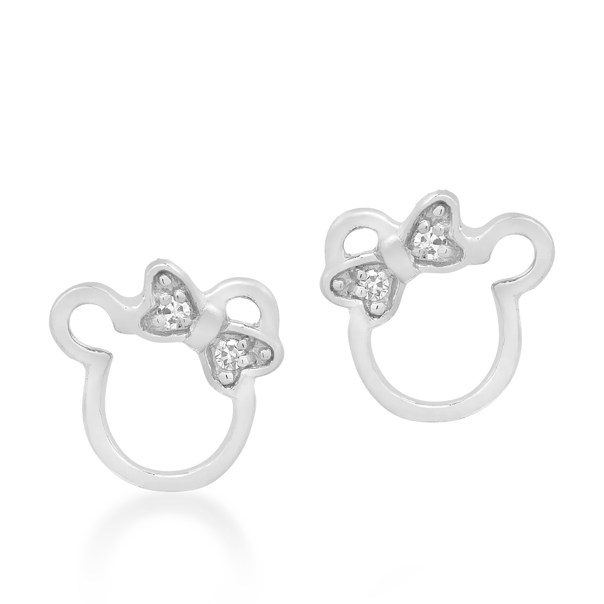 Kolczyki dziecięce z białego 14K złota z diamentami o masie 0,01 ct