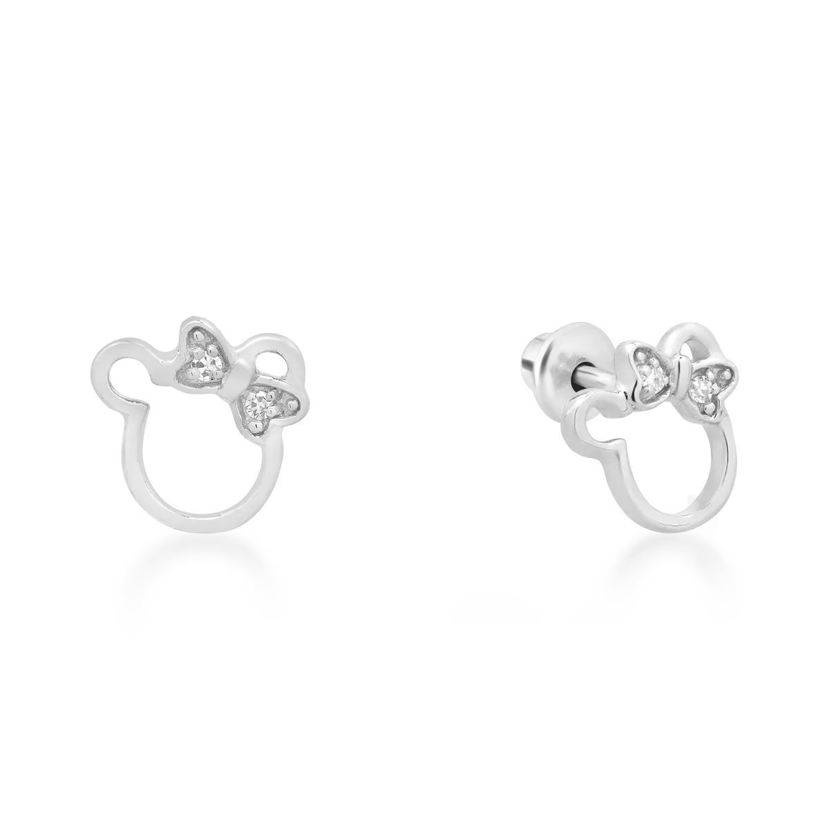 Cercei pentru copii din aur alb de 14K cu diamante de 0.009ct