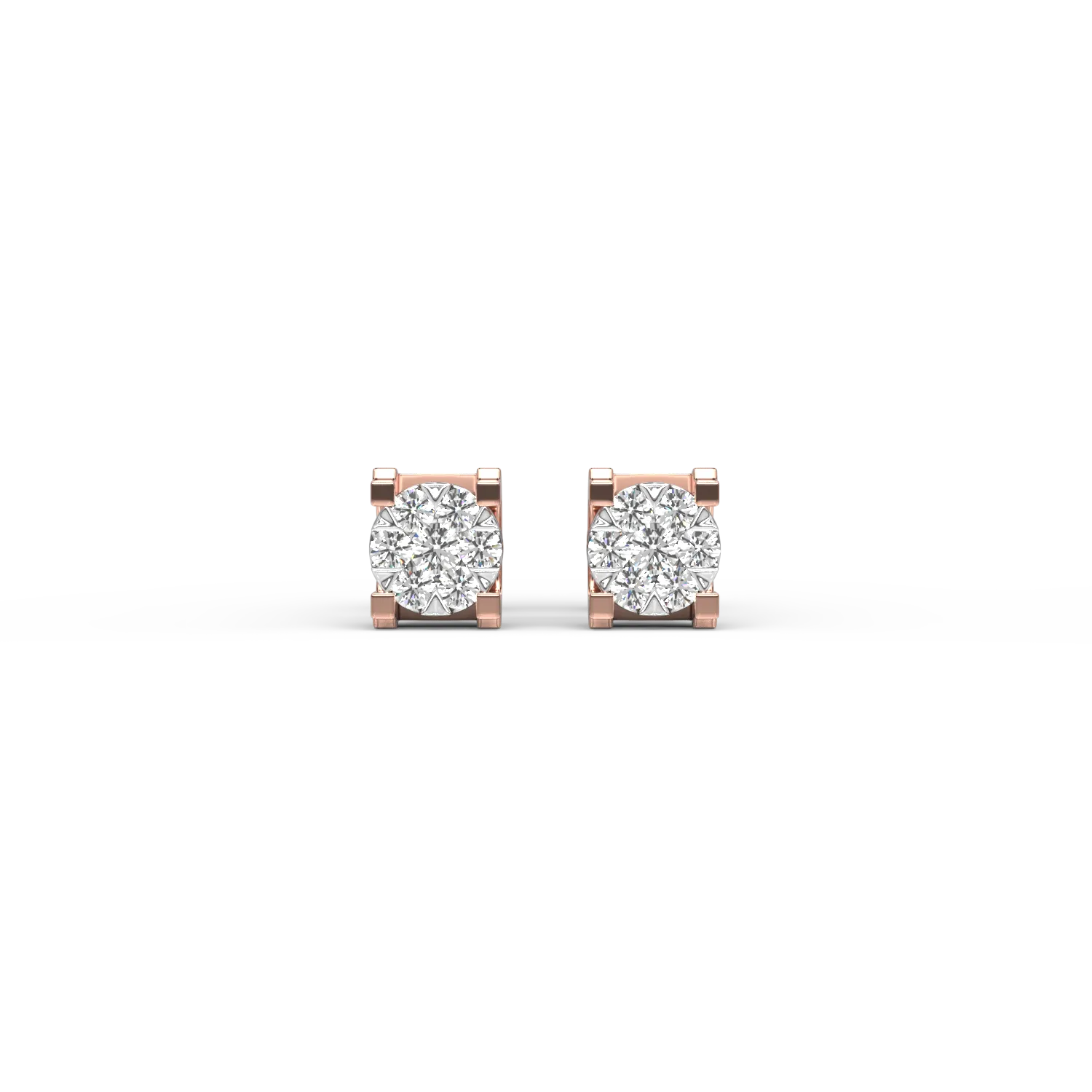 Cercei din aur roz cu diamante de 0.1ct