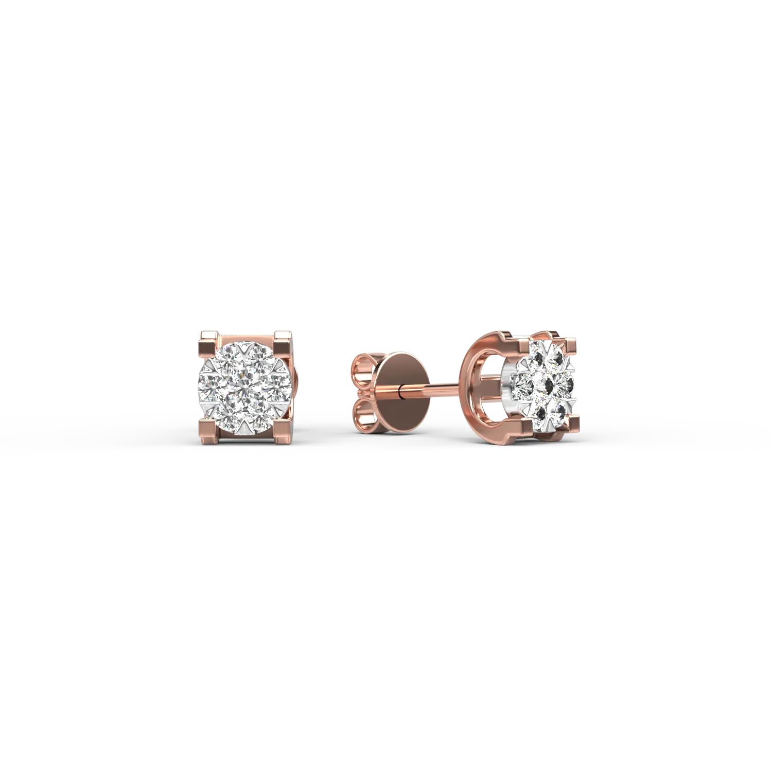 Teilor Cercei din aur roz cu diamante de 0.1ct