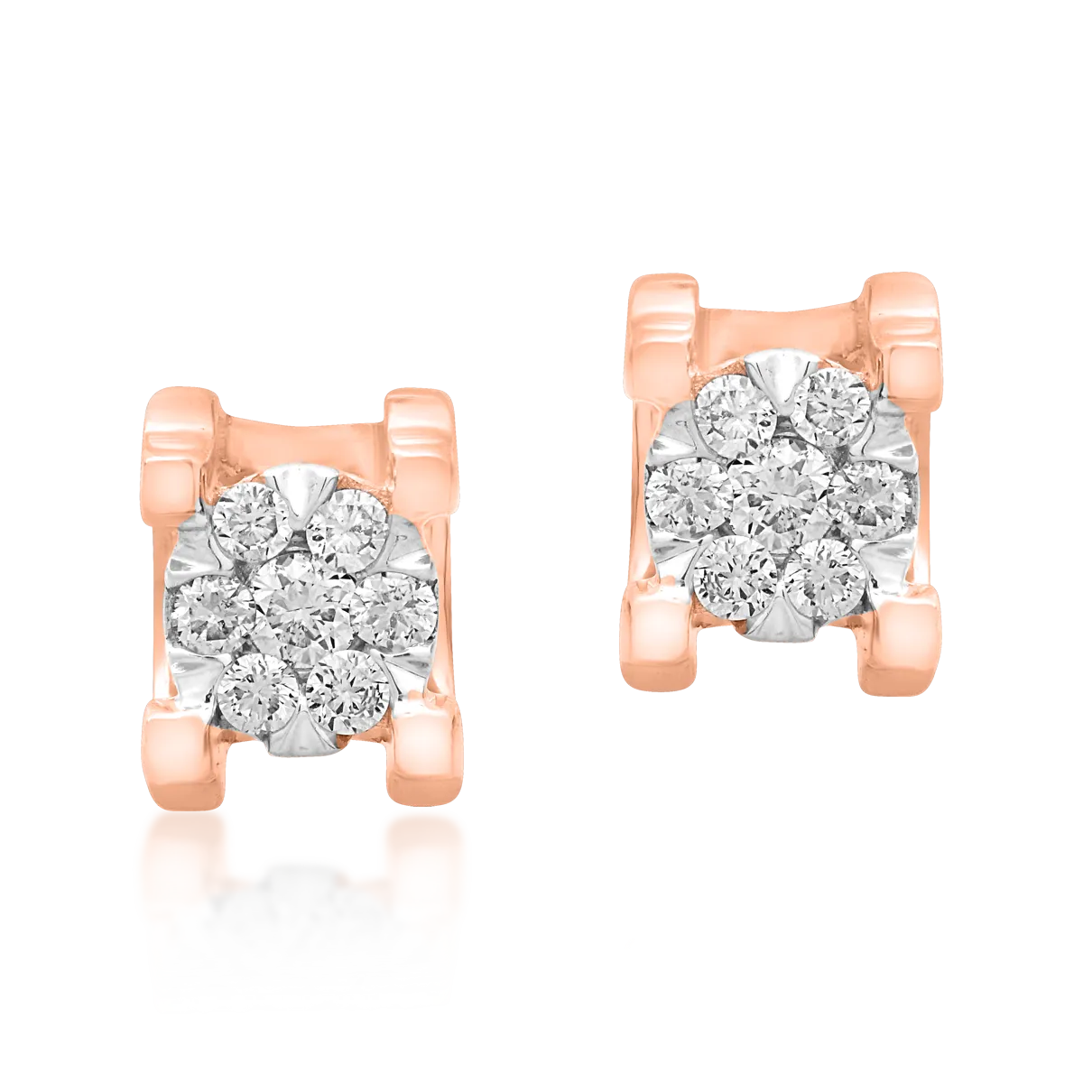 Cercei din aur alb-roz de 18K cu diamante de 0.1ct-122332
