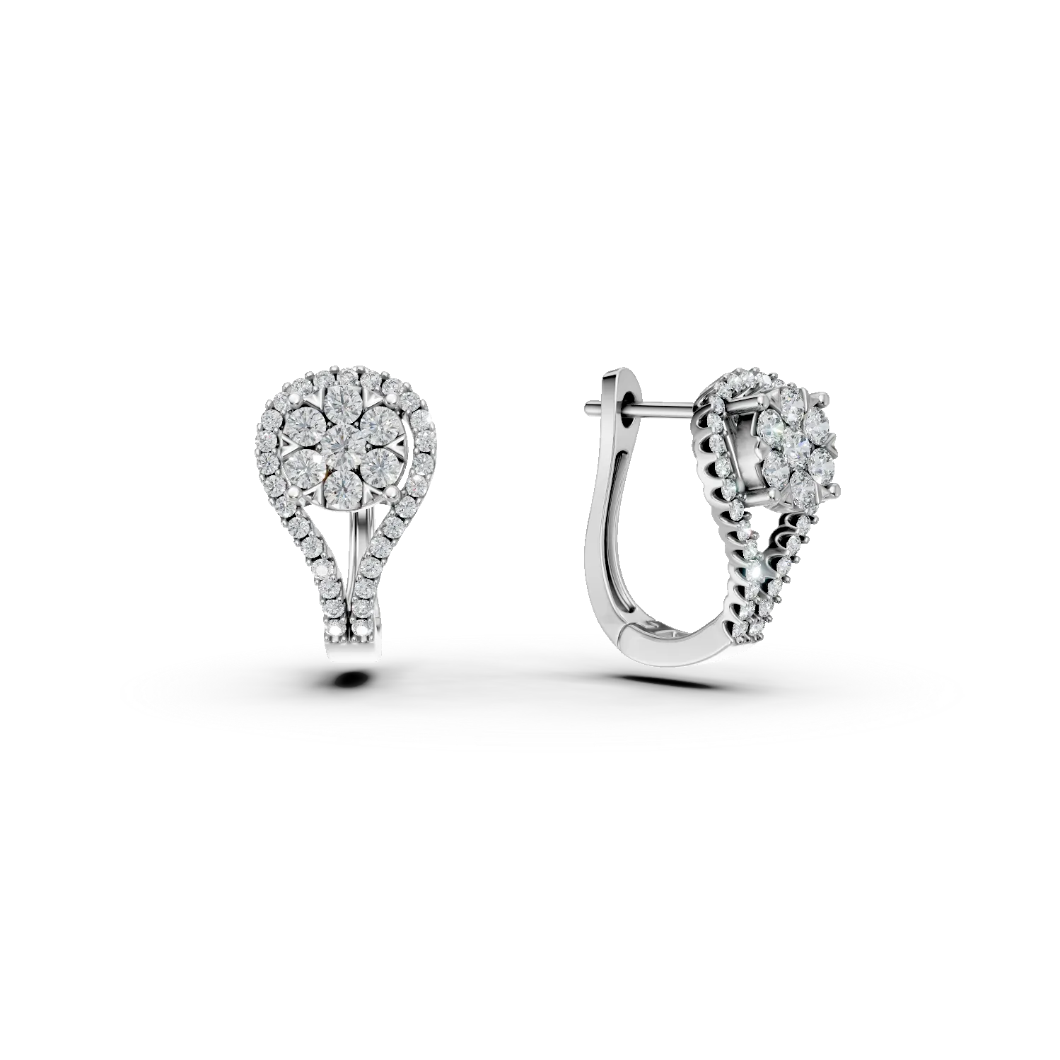 Cercei din aur alb cu diamante de 0.75ct