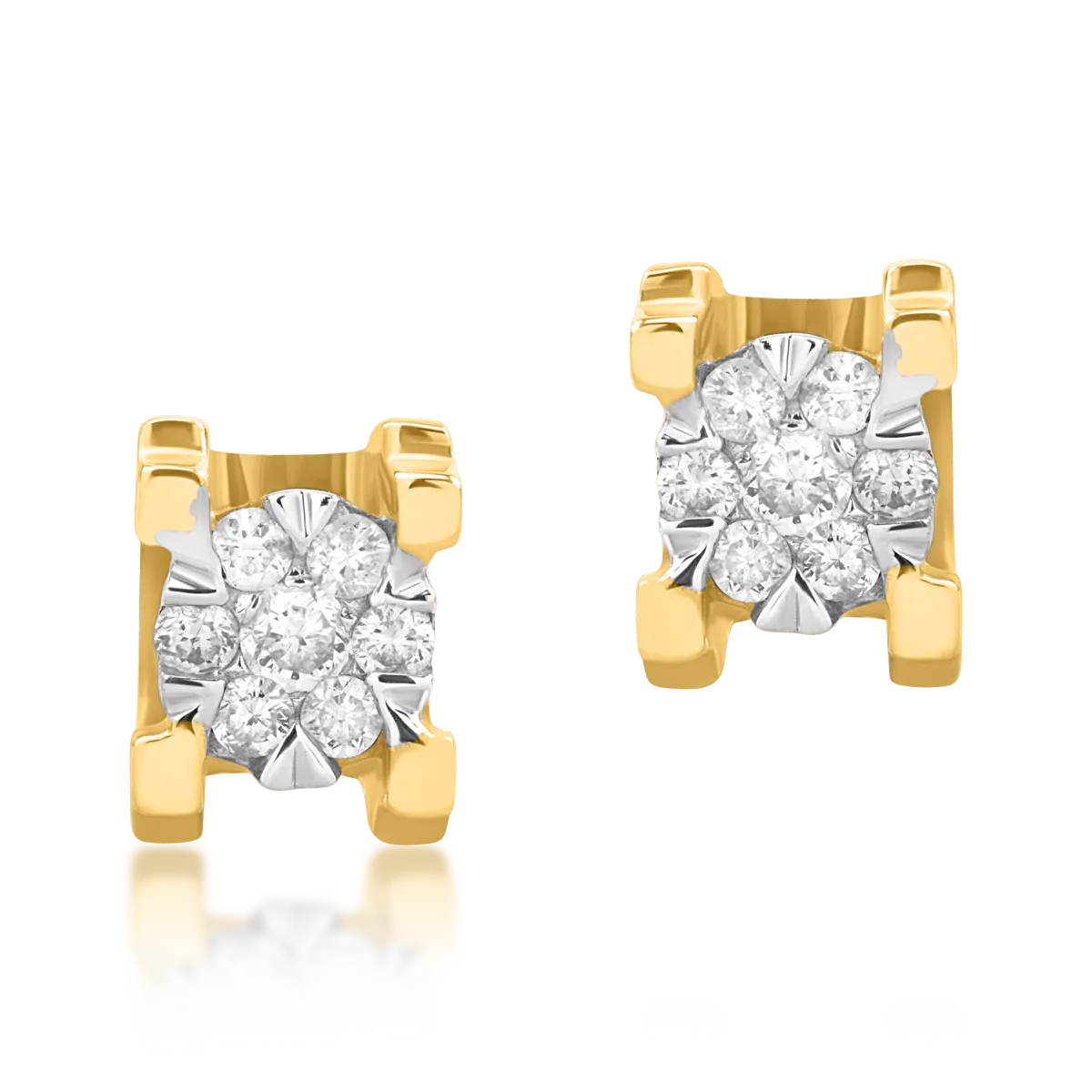 Cercei din aur alb-galben de 18K cu diamante de 0.102ct-122337