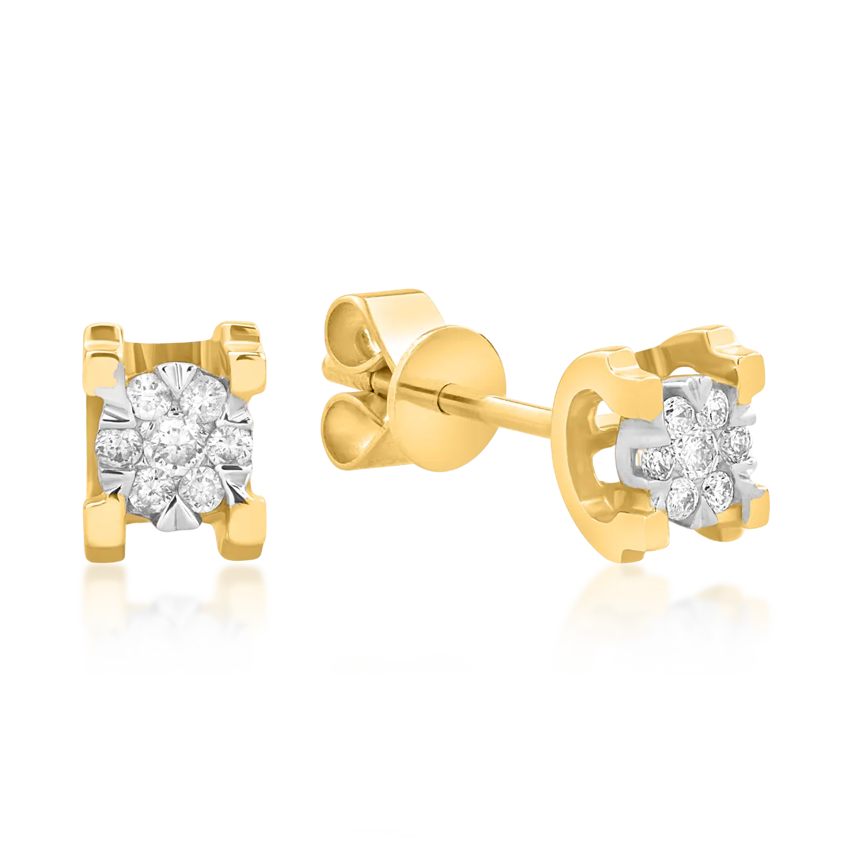 18K white-yellow gold earrings with 0.102ct diamonds