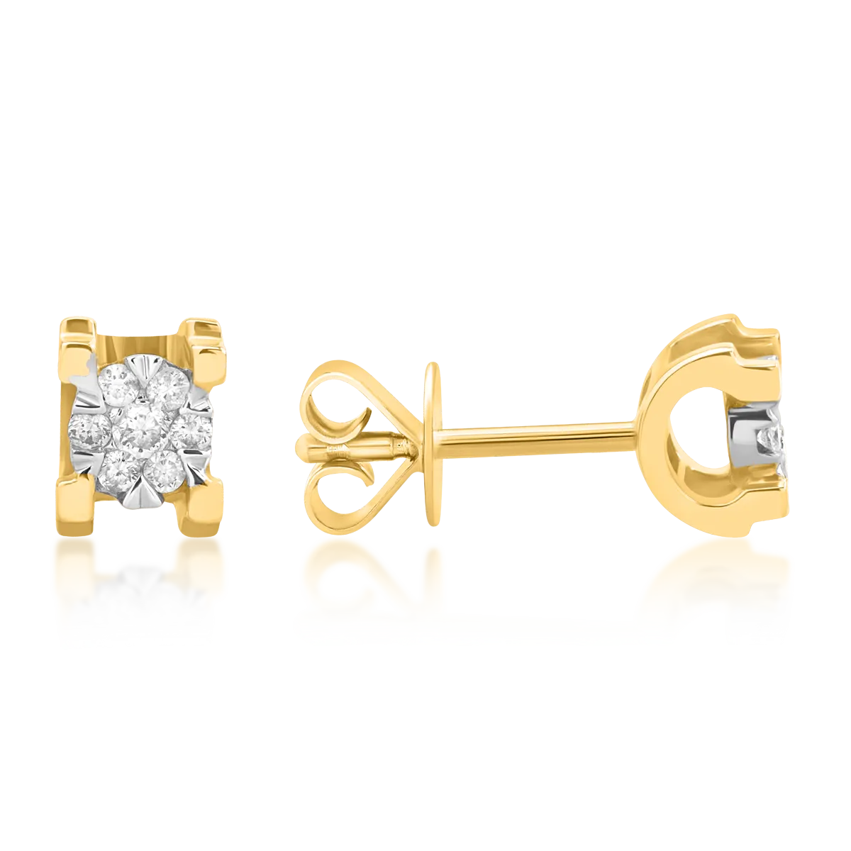 18K white-yellow gold earrings with 0.102ct diamonds