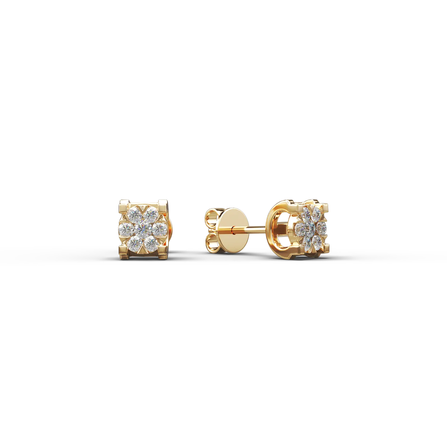 Cercei din aur galben cu diamante de 0.1ct