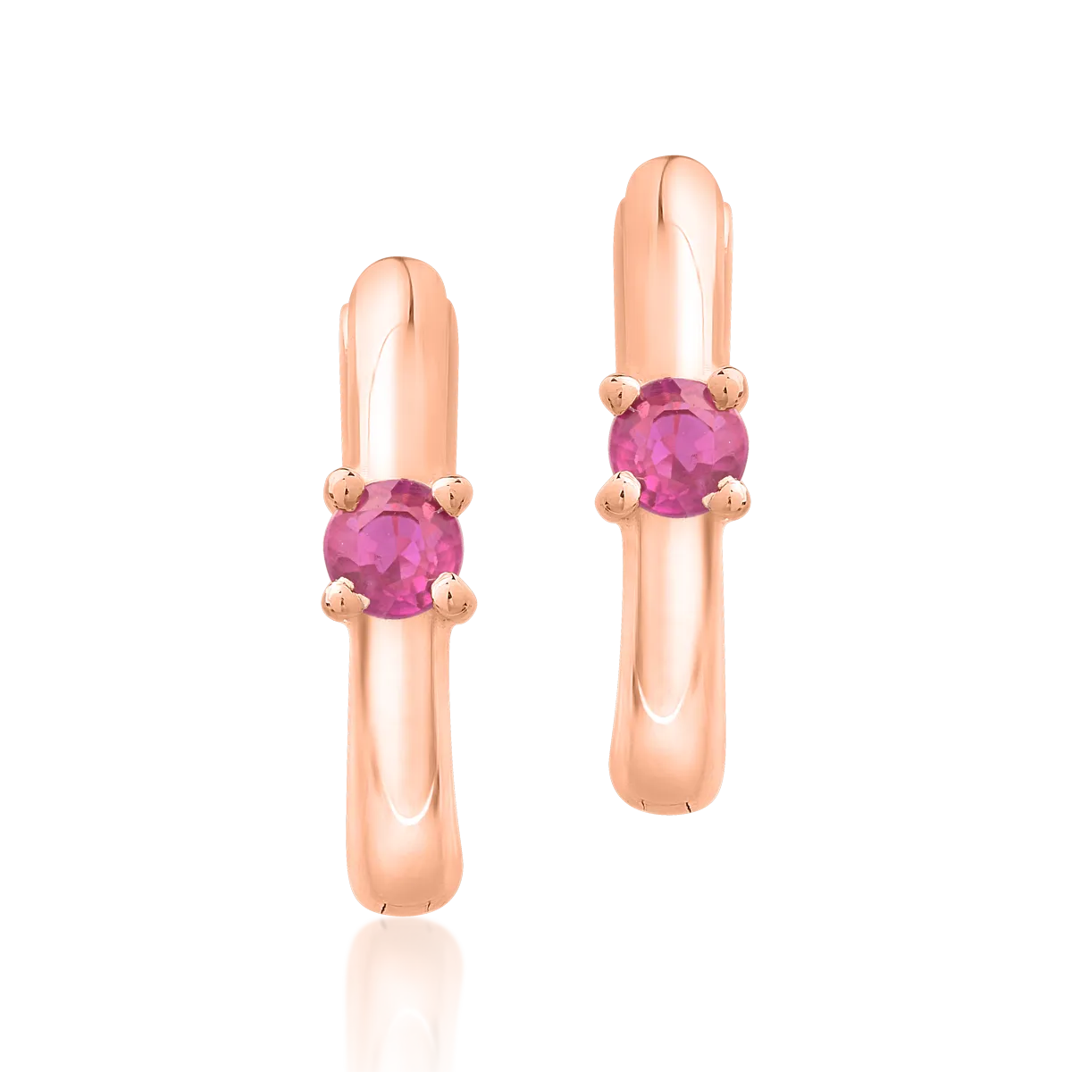 14K rose gold children earrings with rubies of 0.138ct