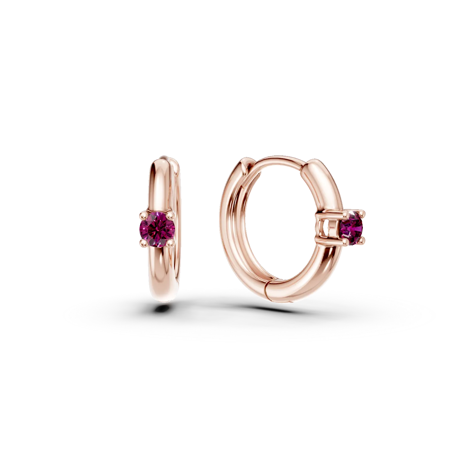 Cercei pentru copii din aur roz cu rubine de 0.138ct