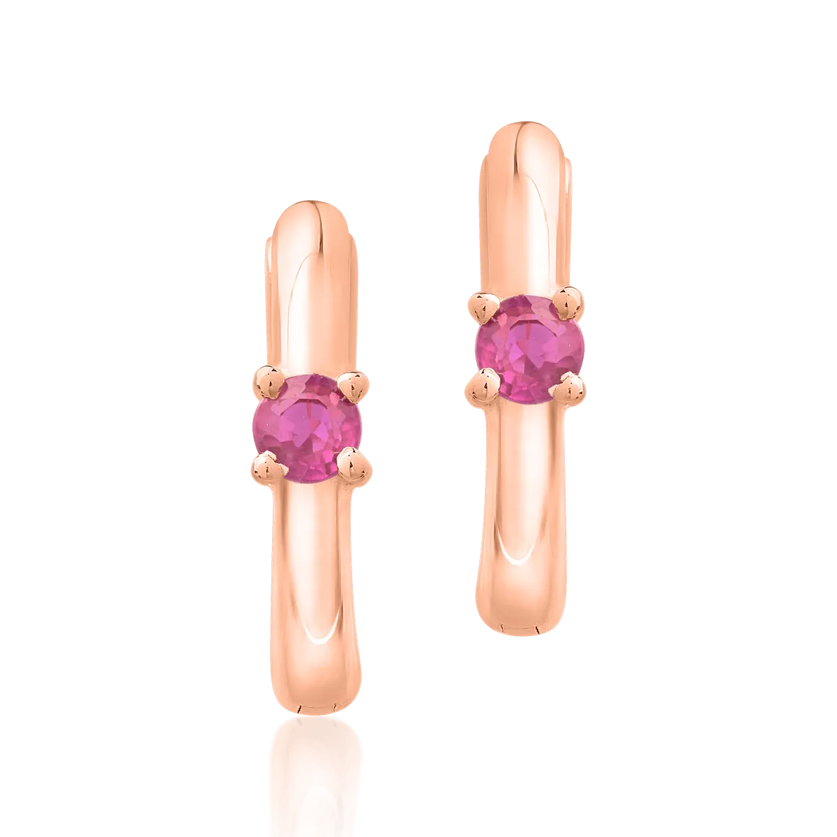 14K rose gold children earrings with rubies of 0.138ct