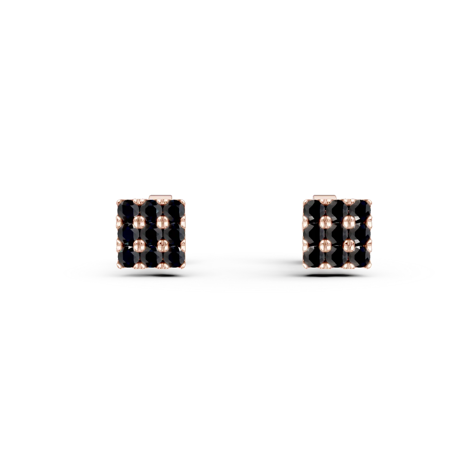 Fülbevalók 14K-os rózsaszín aranyból 0,146ct fekete gyémánttal