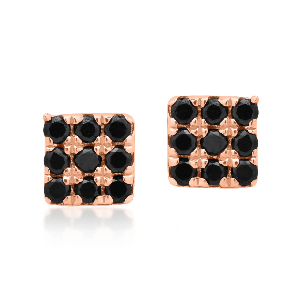 14K rose gold earrings with 0.146ct black diamonds