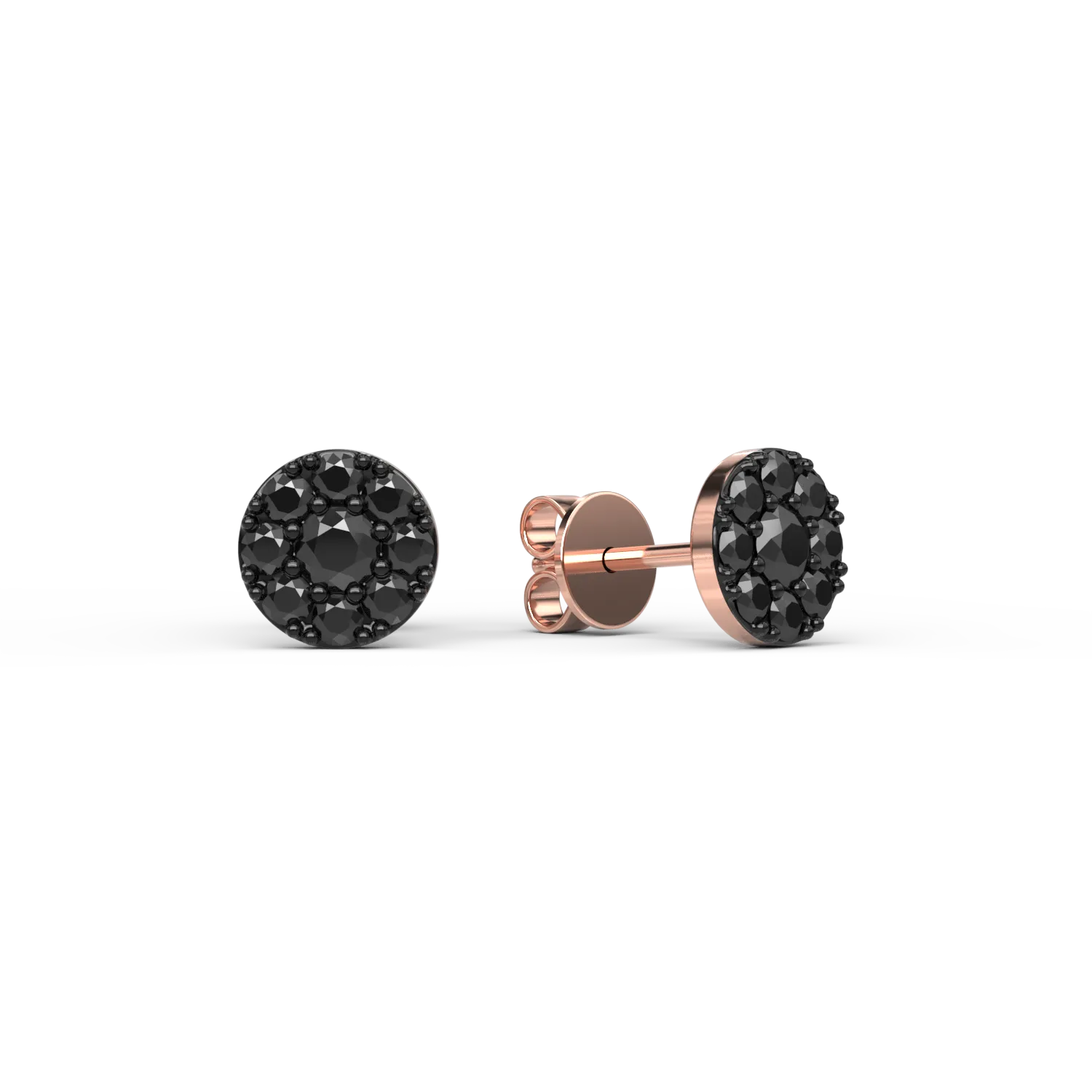 Kolczyki z 14K różowo-czarnego złota z 0,27ct czarnymi diamentami