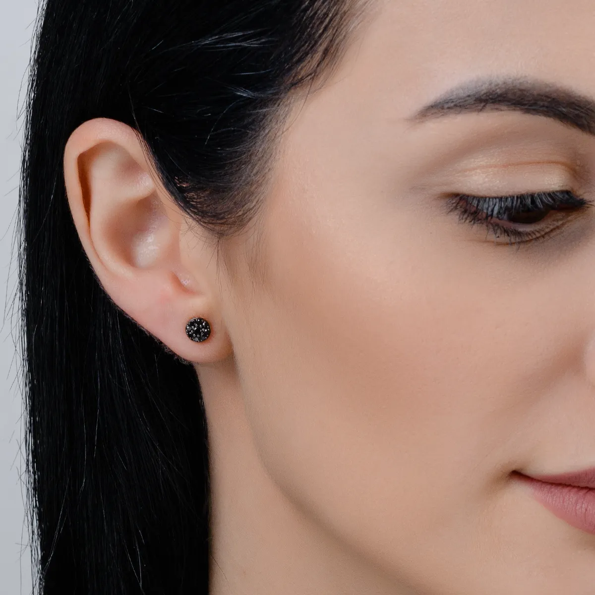 Kolczyki z 14K różowo-czarnego złota z 0,27ct czarnymi diamentami