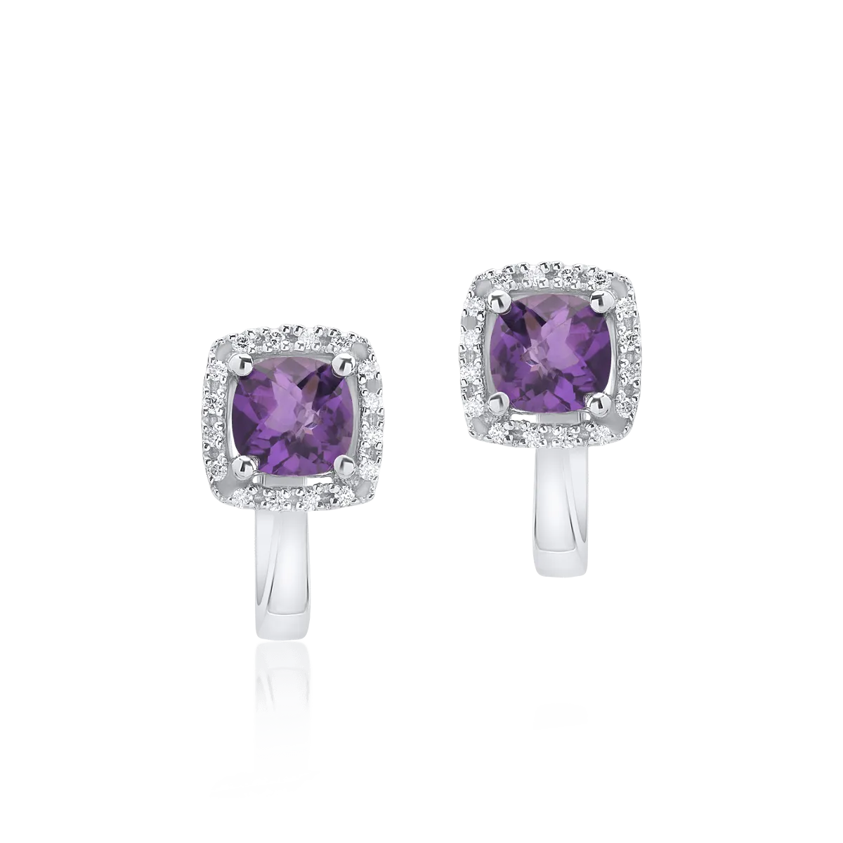 Teilor Cercei din aur alb cu ametiste de 0.965ct si diamante de 0.088ct