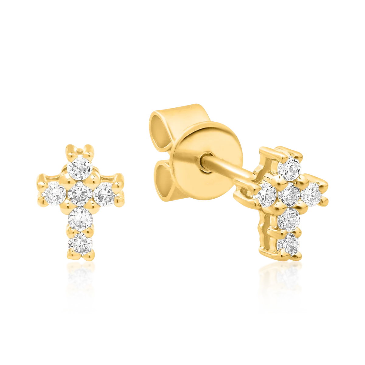 18K жълти златни обеци с диаманти 0.086ct