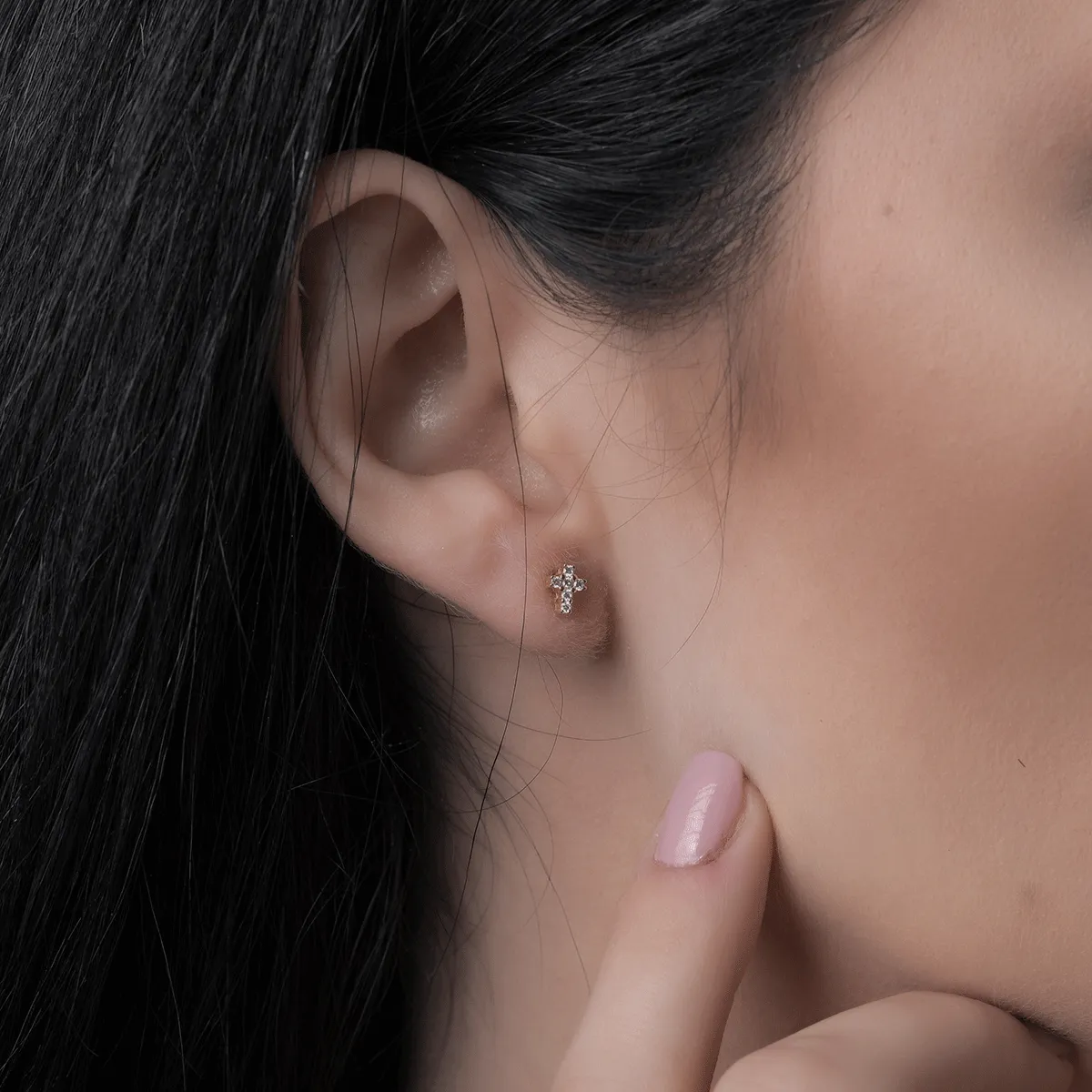 18K жълти златни обеци с диаманти 0.086ct