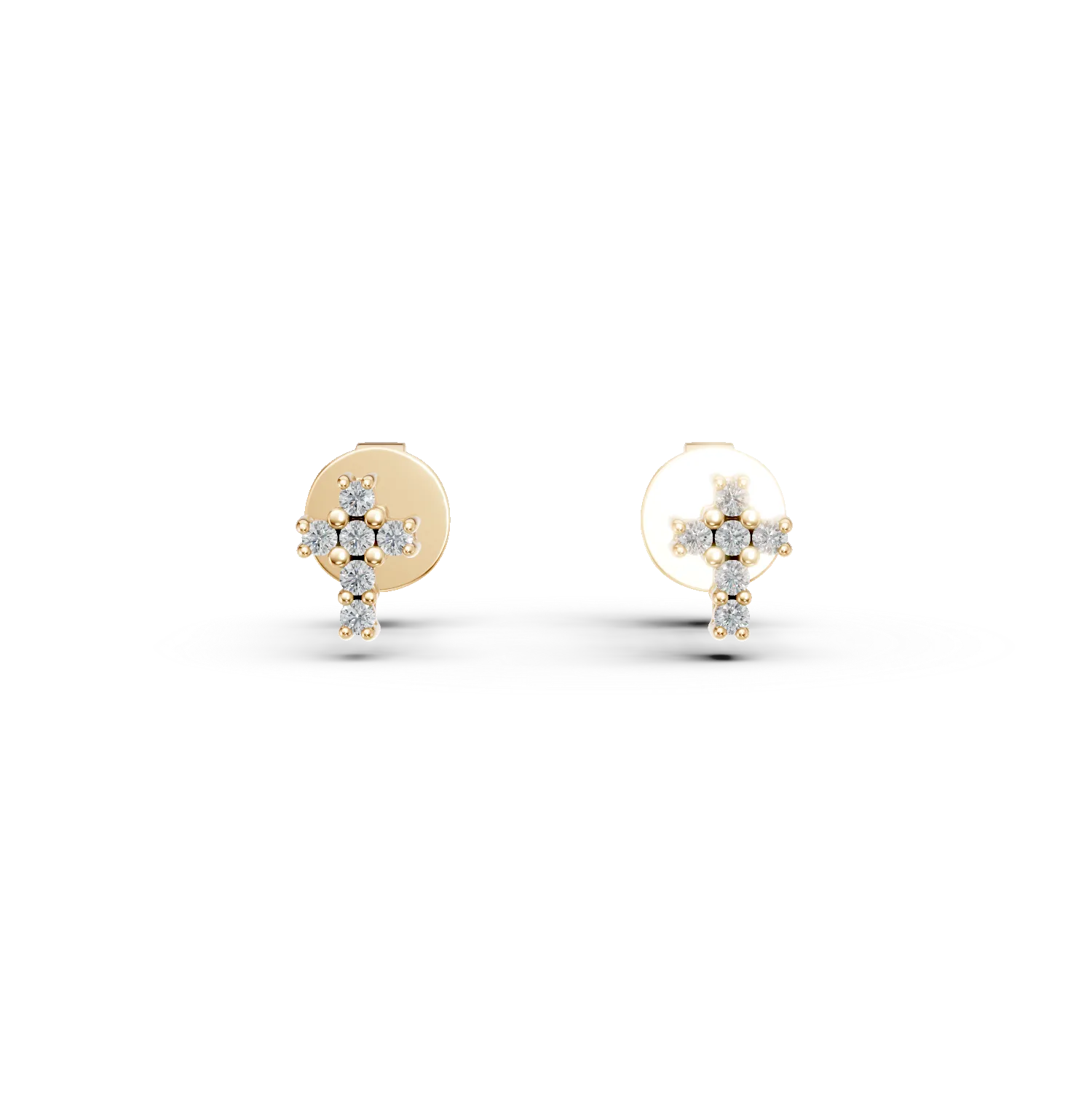 Cercei cruciulite din aur galben cu diamante de 0.086ct
