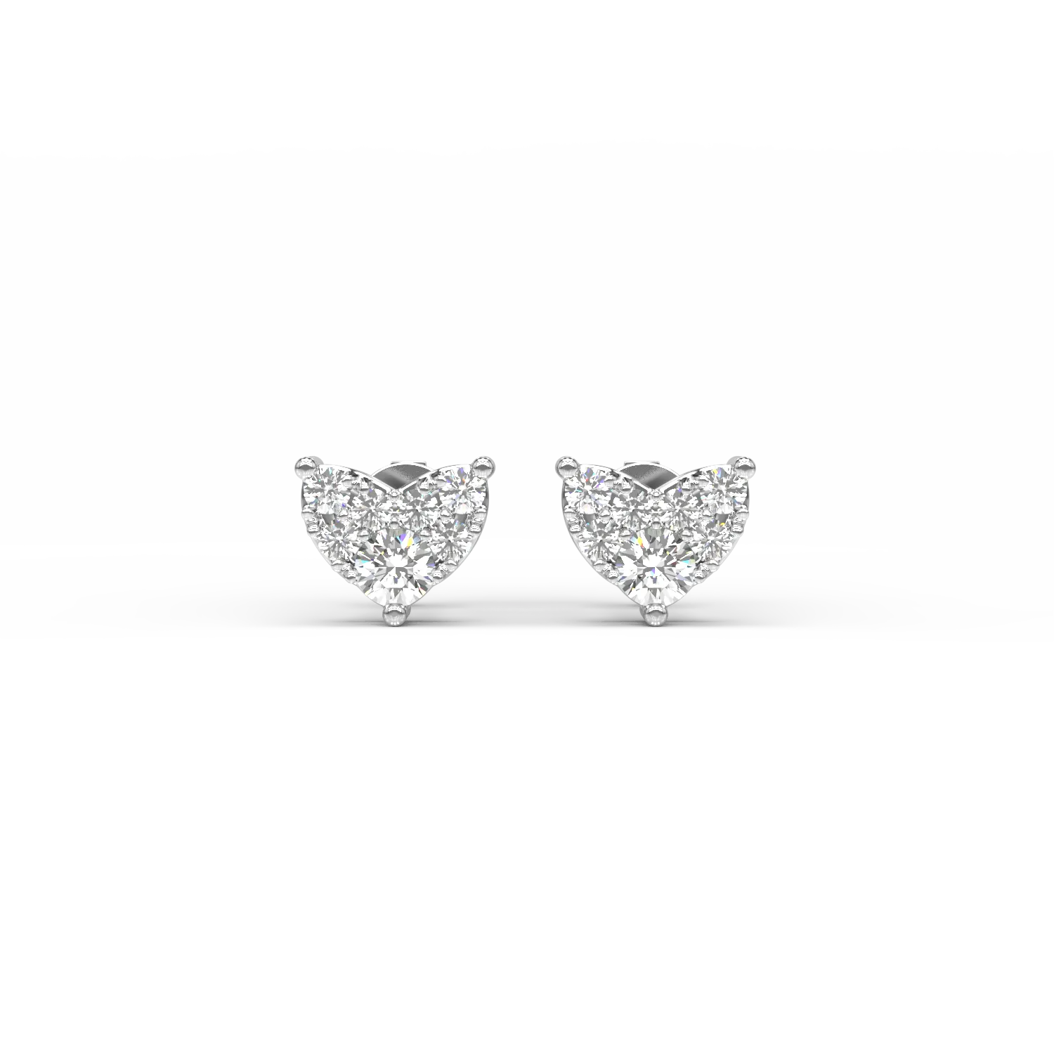 Cercei inimioare din aur alb de 14K cu diamante de 0.206ct