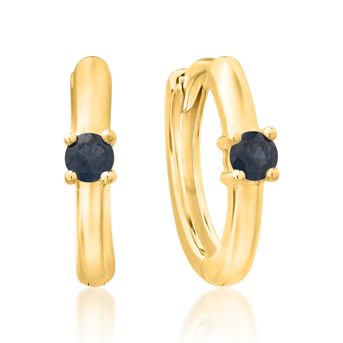 14K yellow gold children earrings with sapphires of 0.139ct