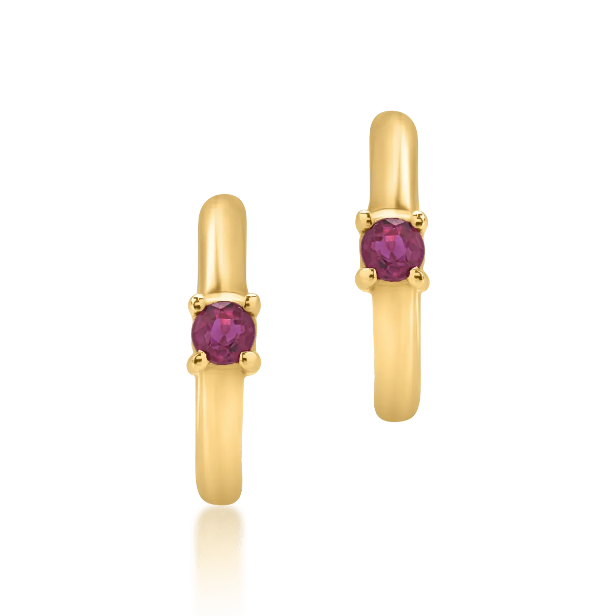 14K yellow gold children earrings with rubies of 0.137ct