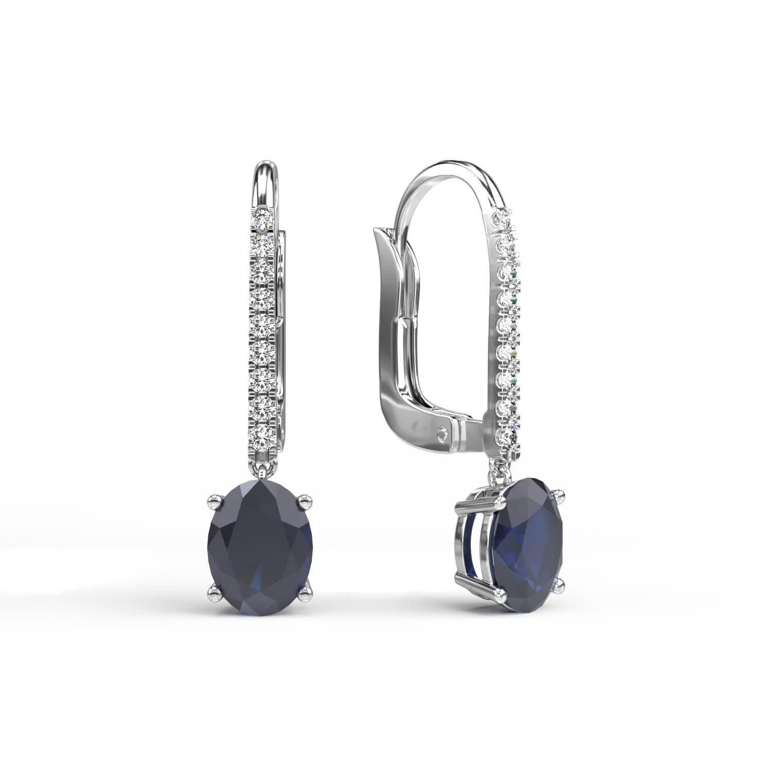 18K white gold earrings with 1.942ct sapphires and 0.145ct diamonds