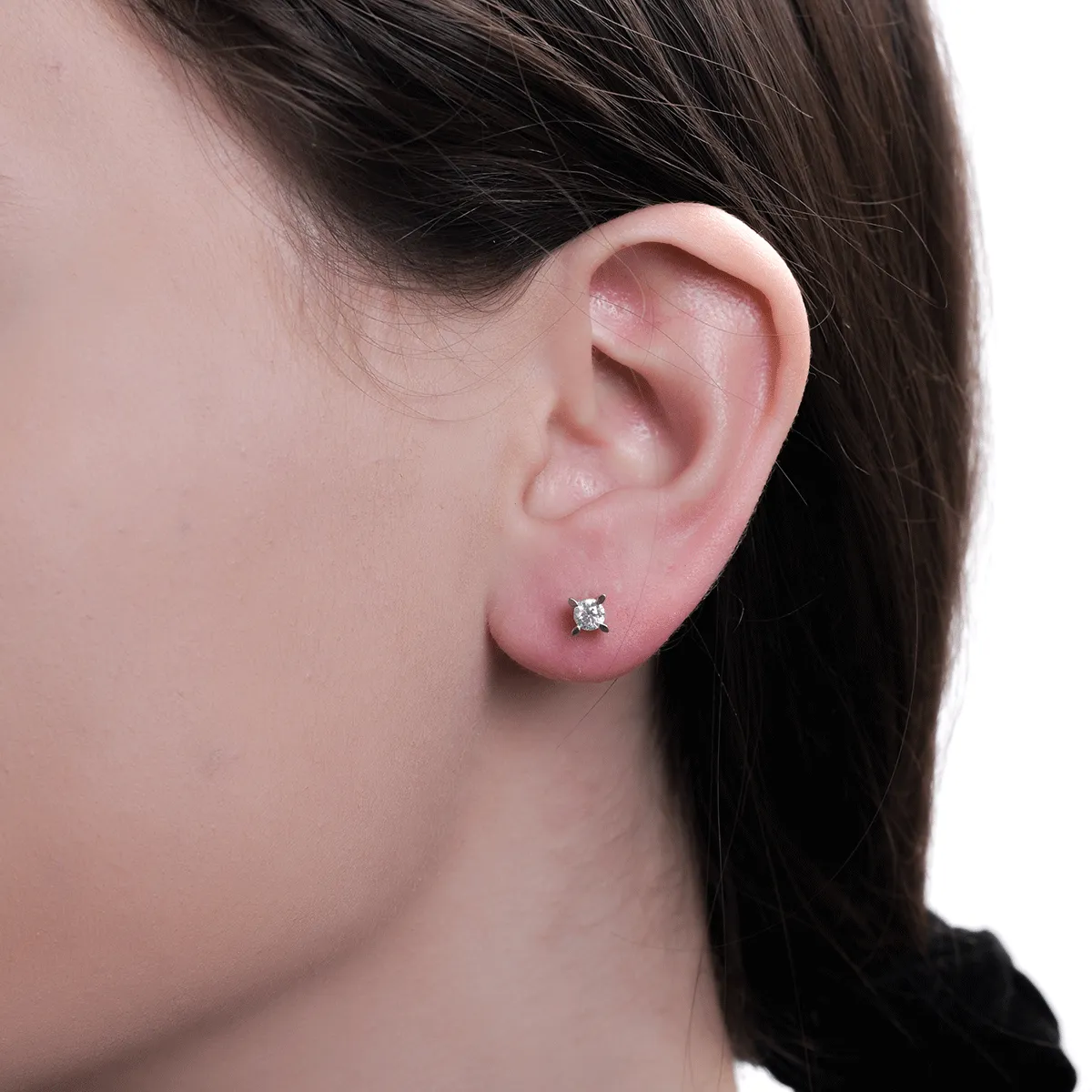18K бели златни обеци с 0,4ct диаманта