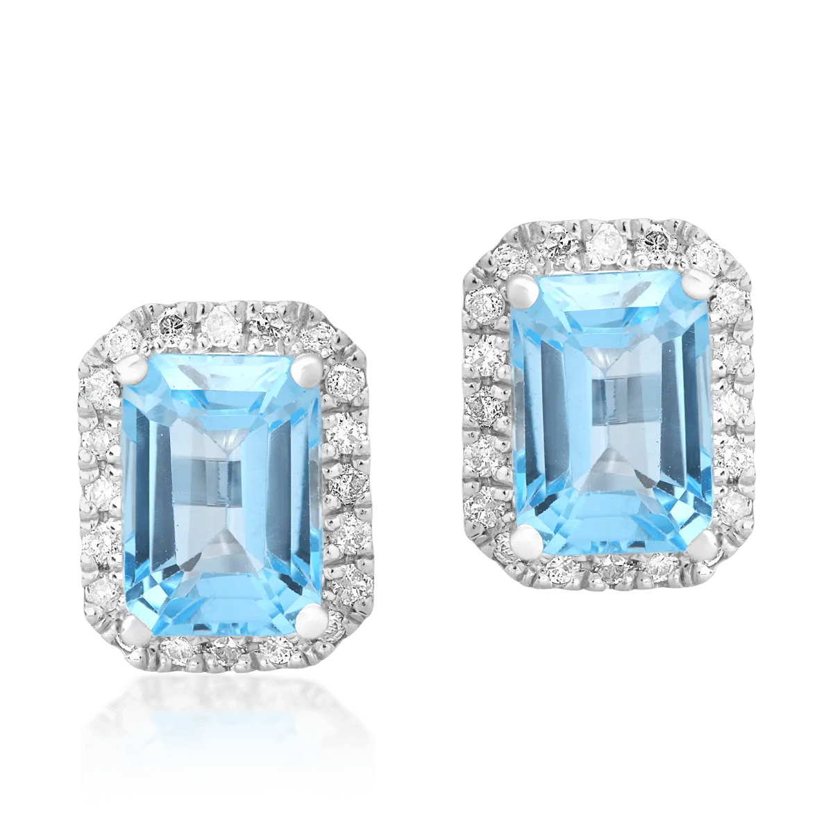 18K white gold earrings with 2.41ct blue topazes and 0.24ct diamonds