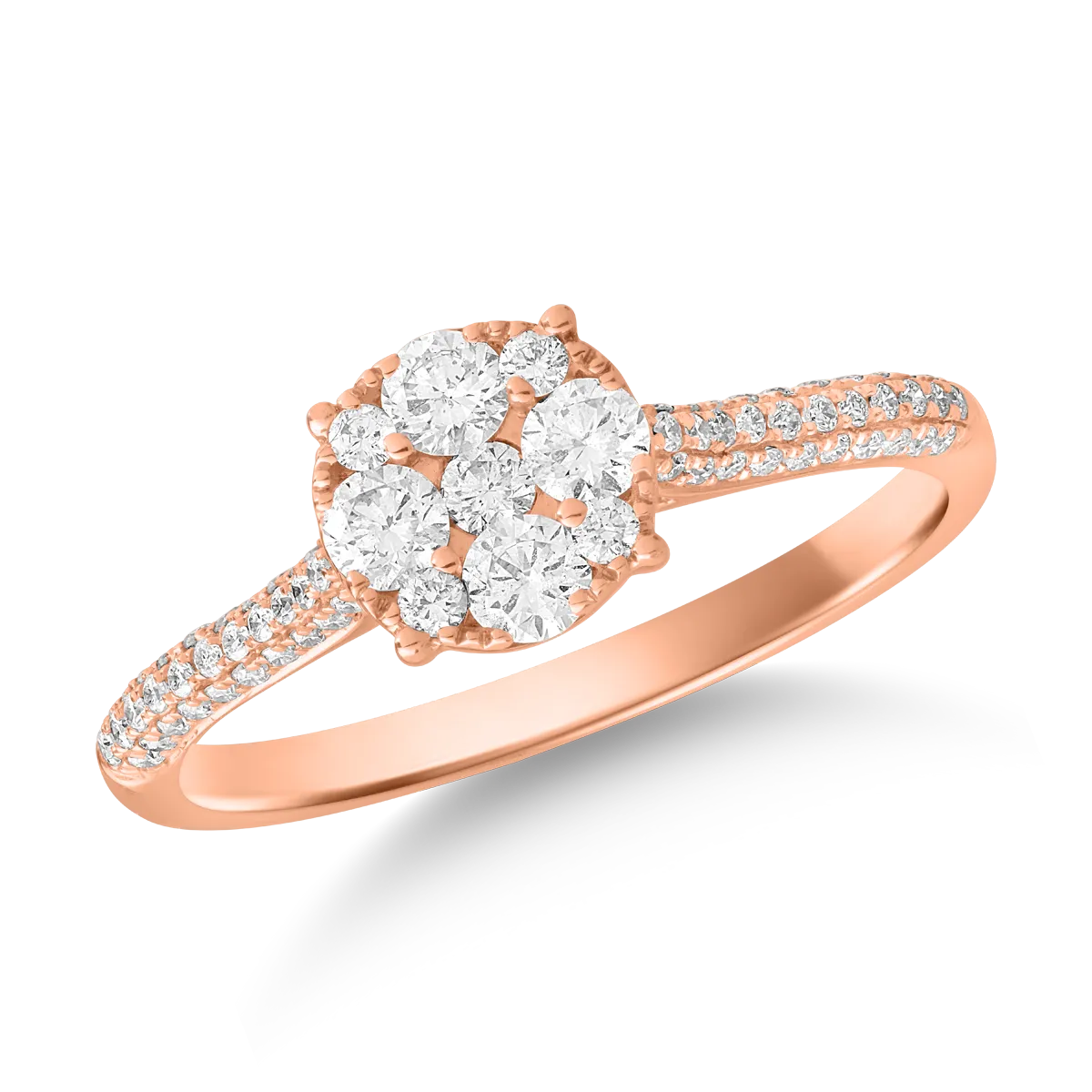 18k rózsaszín arany gyűrű gyémántokkal 0,54ct