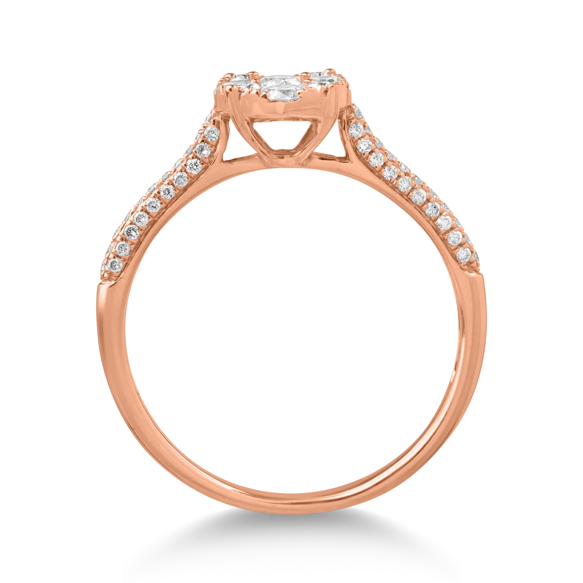 18k rose gold ring with diamonds of 0.54ct