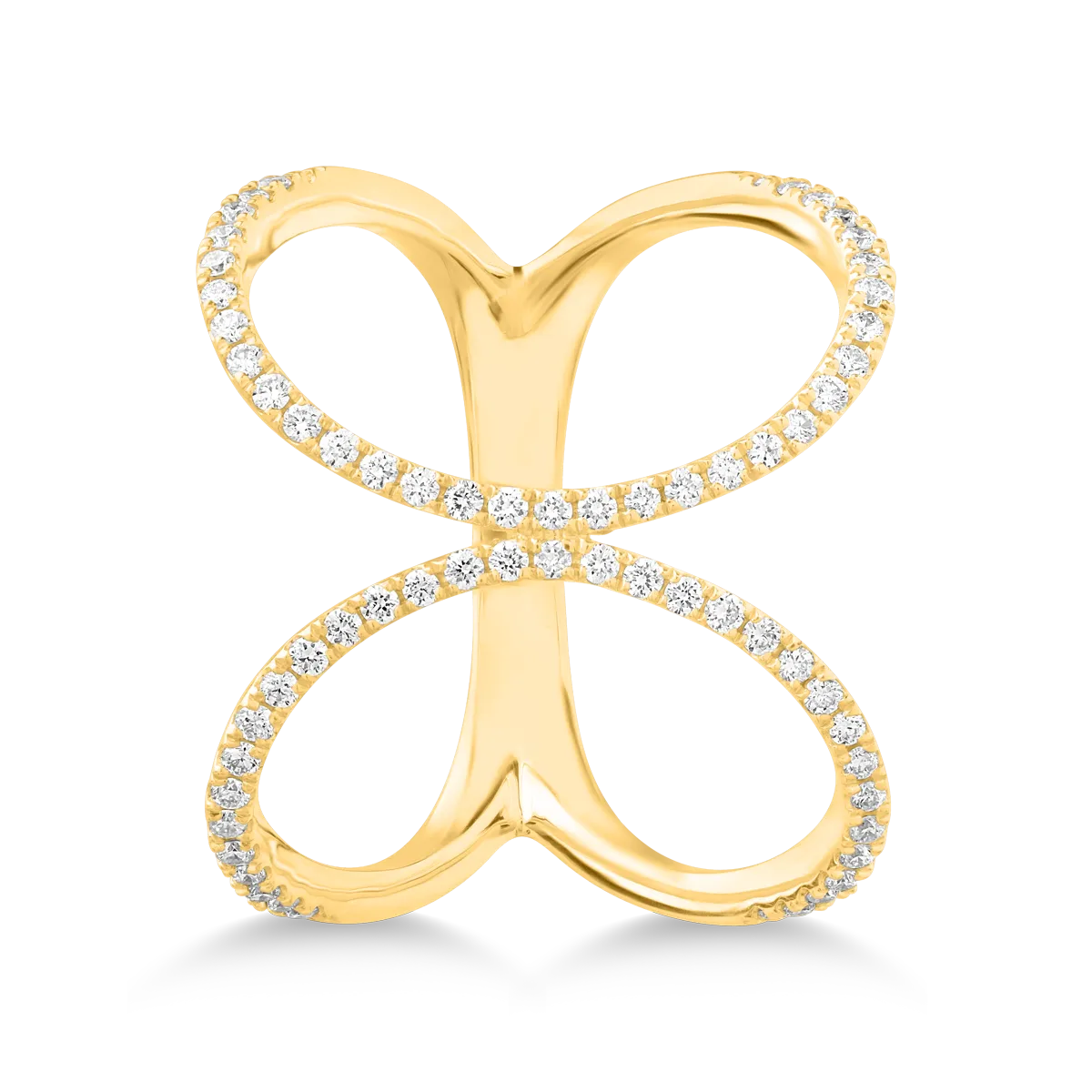 Gyűrű 18K-os sárga aranyból 0.3ct gyémánttal. Gramm: 3,44