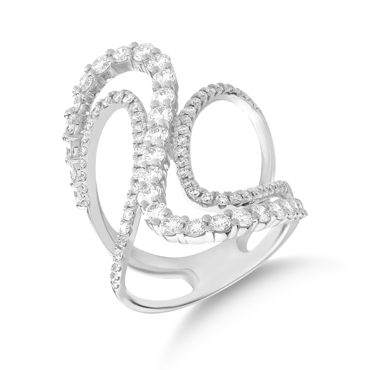 Inel geometric din aur alb cu diamante de 1.7ct