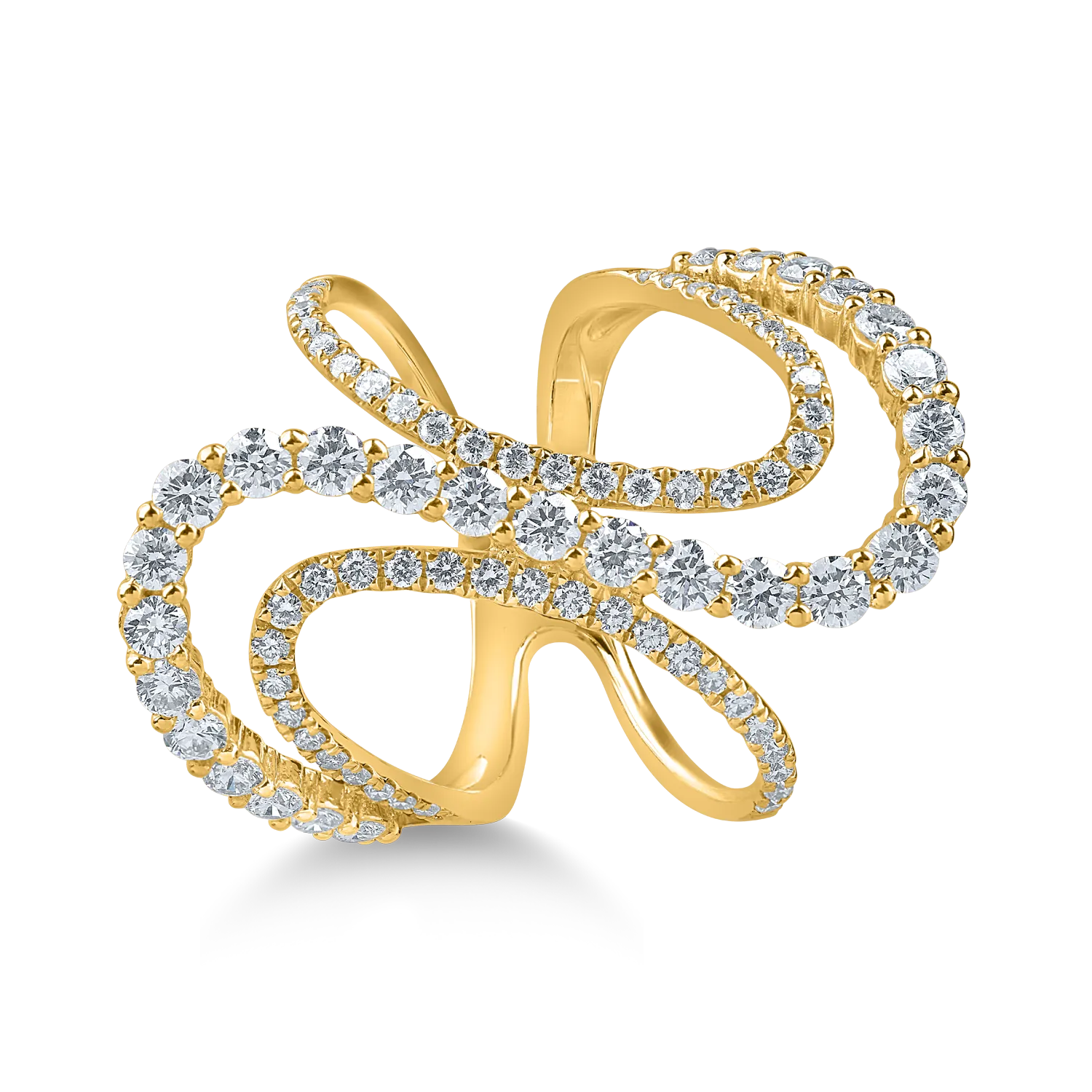 Sárgaarany geometrikus gyűrű 1.7ct gyémánttal