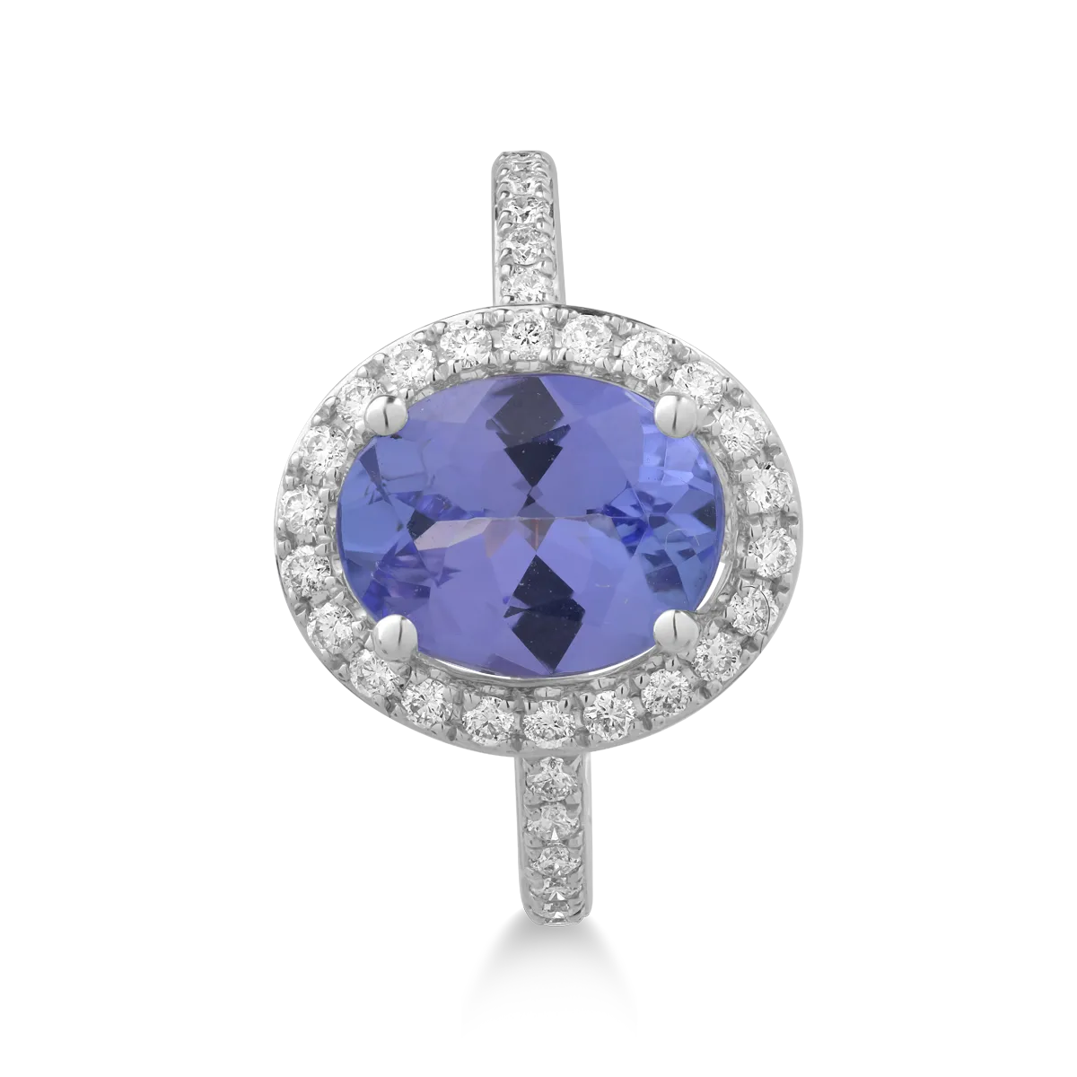 18K white gold ring with 2.13ct tanzanite and 0.25ct diamonds