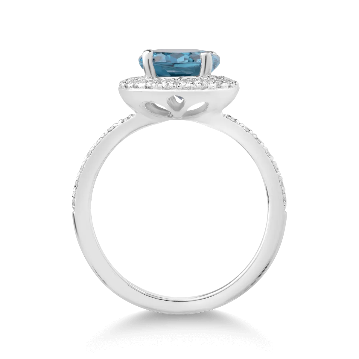 Inel din aur alb de 18K cu topaz de 2.2ct si diamante de 0.25ct