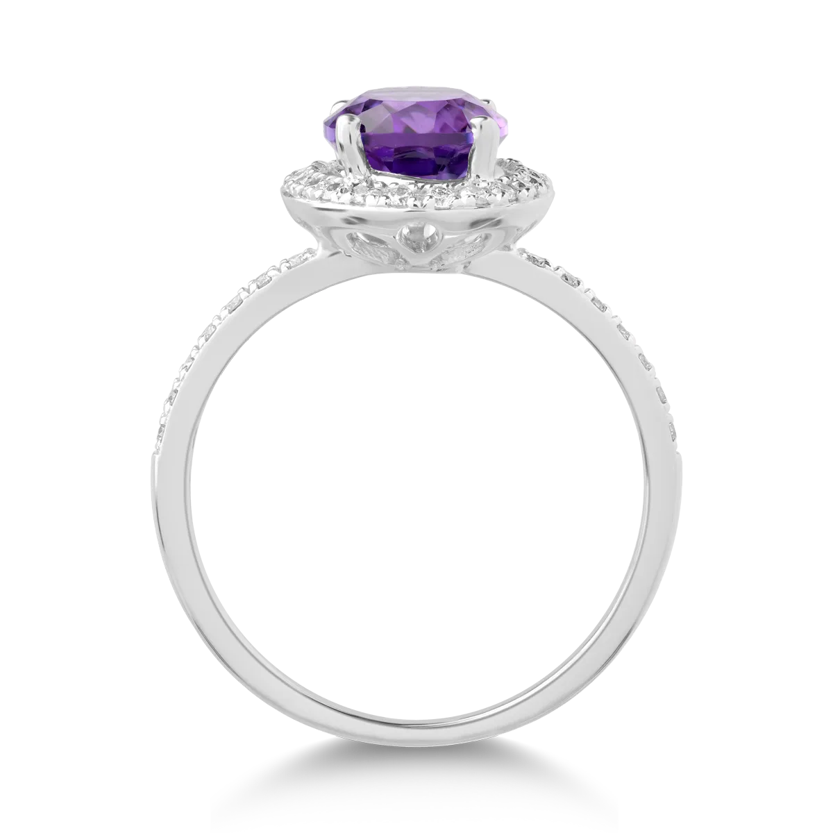 18K white gold ring with 2ct amethyst and 0.26ct diamonds