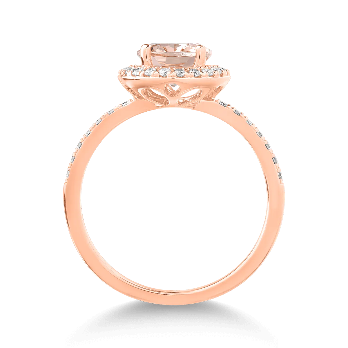 Inel din aur roz de 18K cu morganit de 1.7ct si diamante de 0.312ct