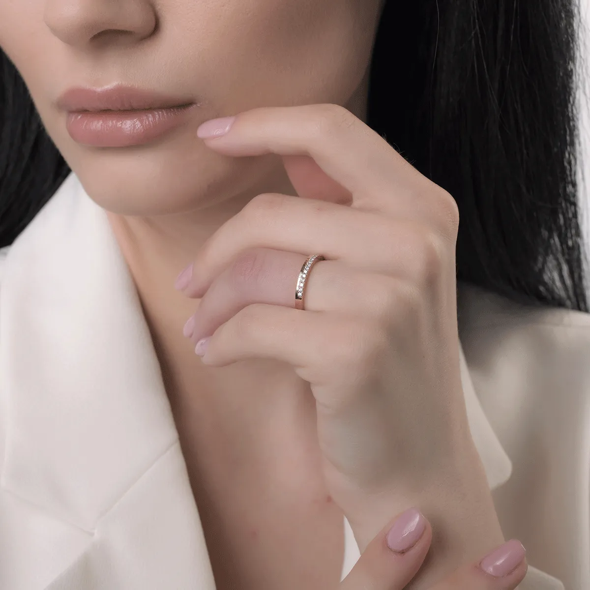 Inel din aur roz cu diamante de 0.11ct