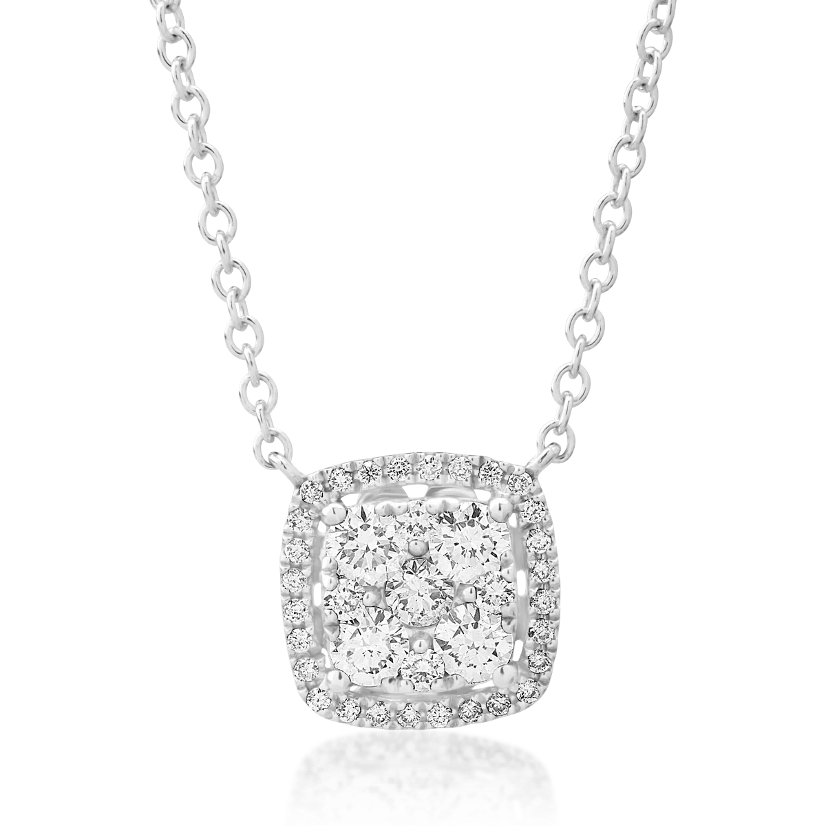 Lant cu pandantiv din aur alb cu diamante de 0.48ct