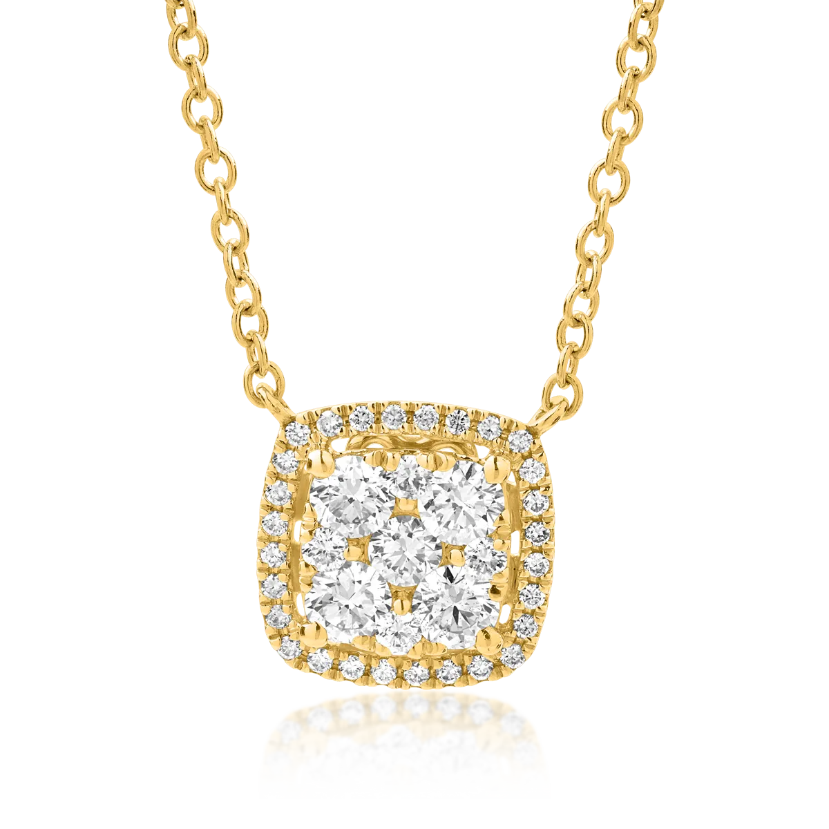 18K yellow gold pendant necklace with 0.49ct diamonds