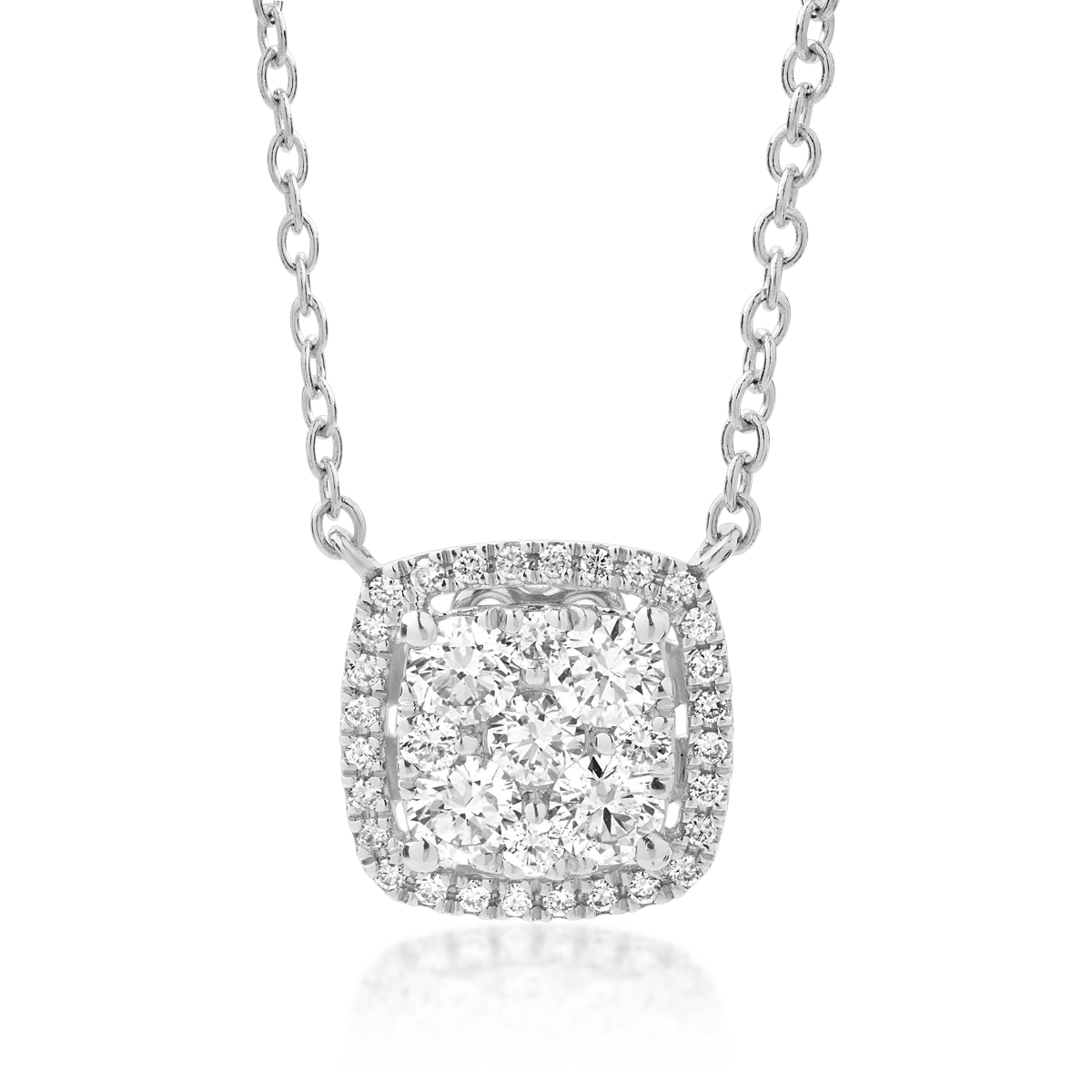 Lant cu pandantiv din aur alb cu diamante de 0.5ct