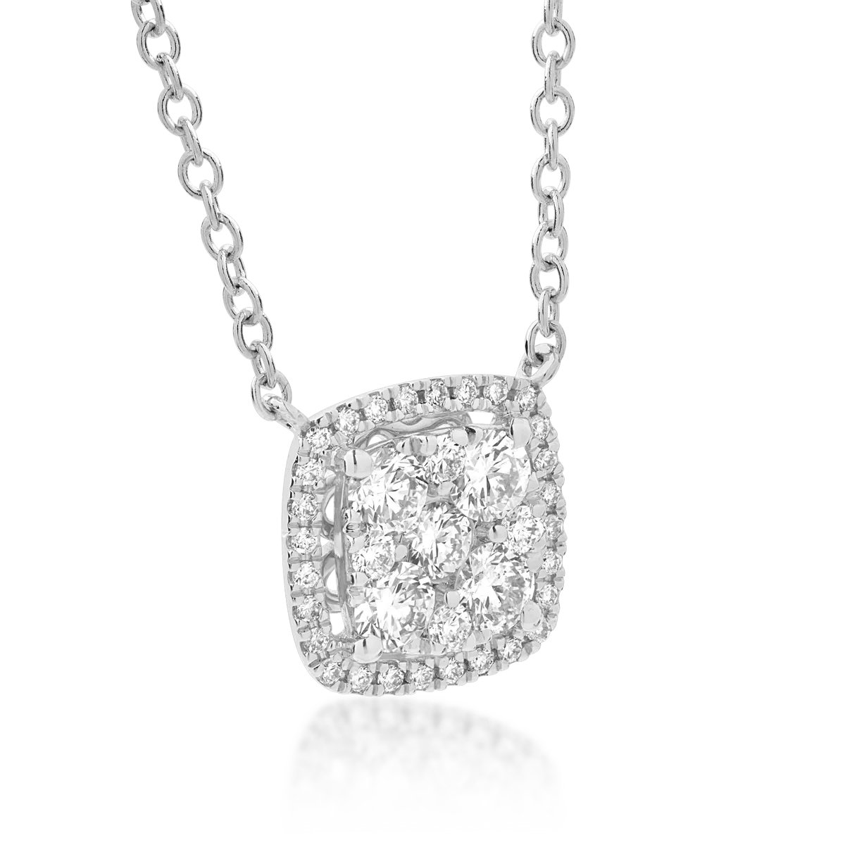 Lant cu pandantiv din aur alb de 18K cu diamante de 0.5ct