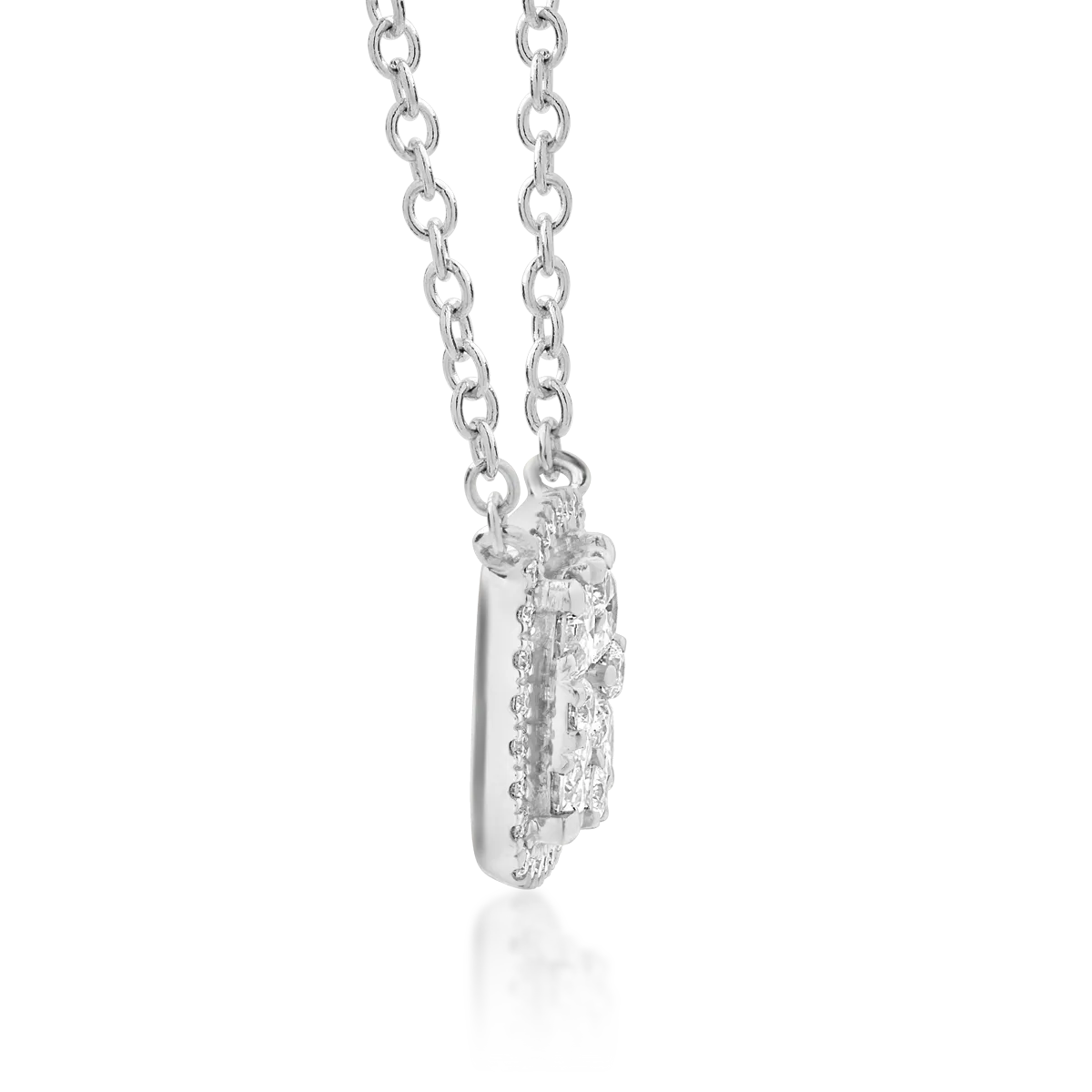 Lant cu pandantiv din aur alb de 18K cu diamante de 0.5ct