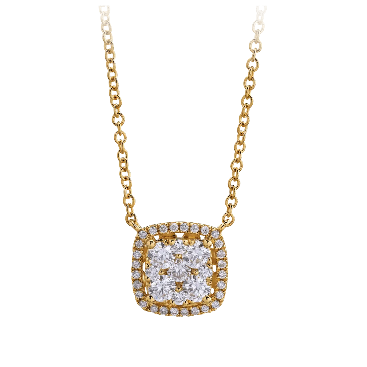 18K yellow gold pendant chain with 0.5ct diamonds