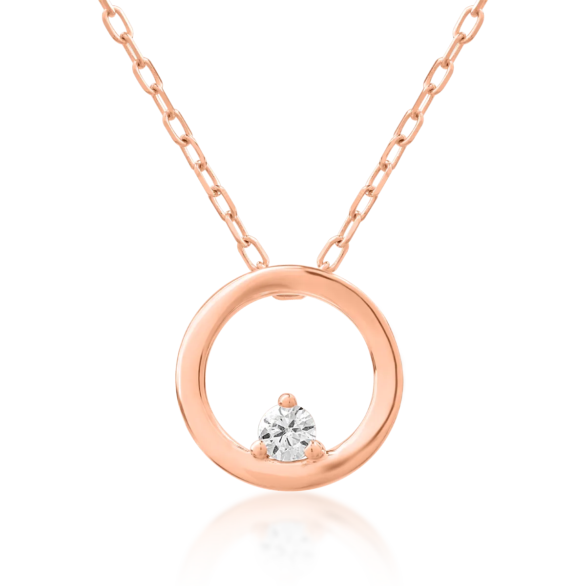 18K rose gold pendant necklace with 0.035ct diamond