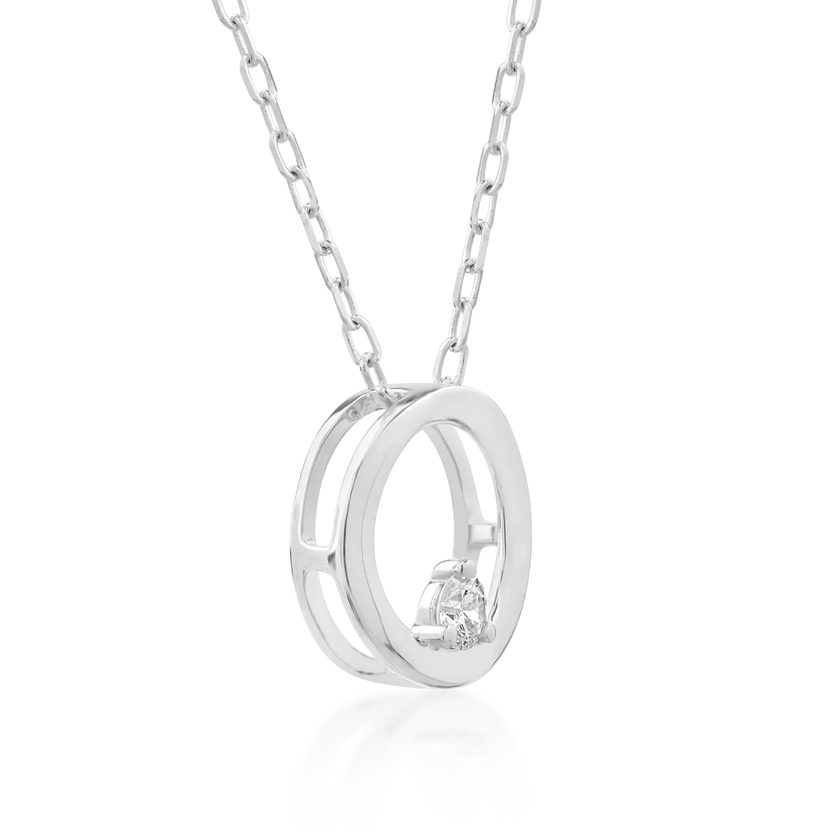 18K white gold pendant necklace with 0.035ct diamond