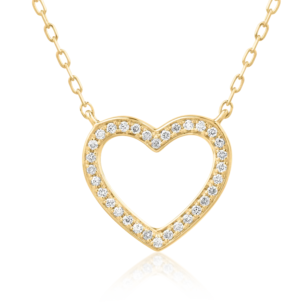 Lant cu pandantiv inima din aur galben cu diamante de 0.08ct