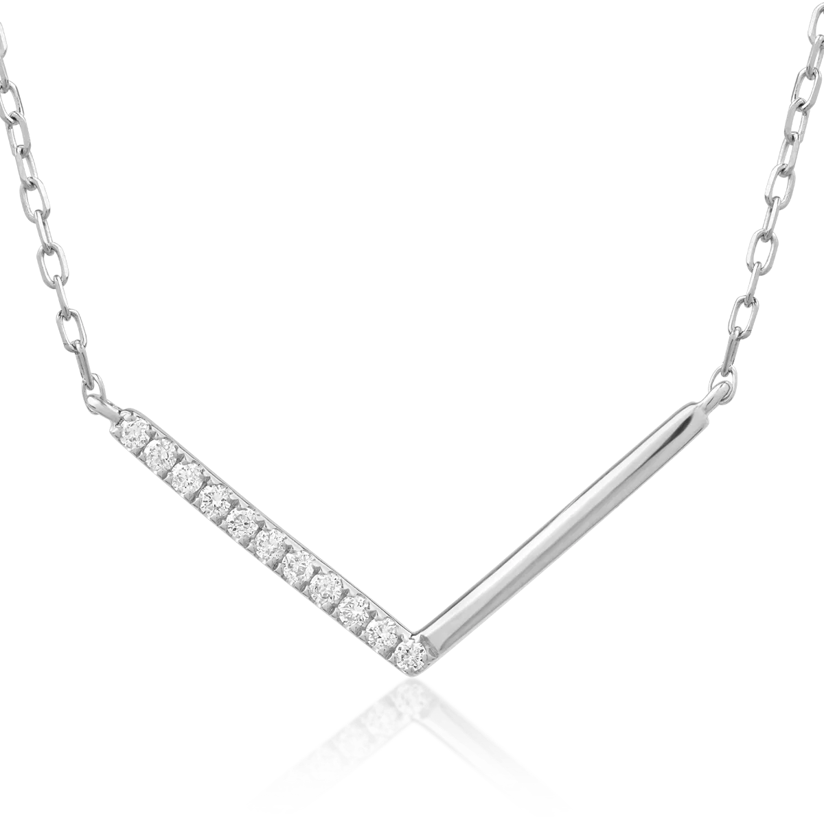 Lant cu pandantiv din aur alb de 18K cu diamante de 0.051ct
