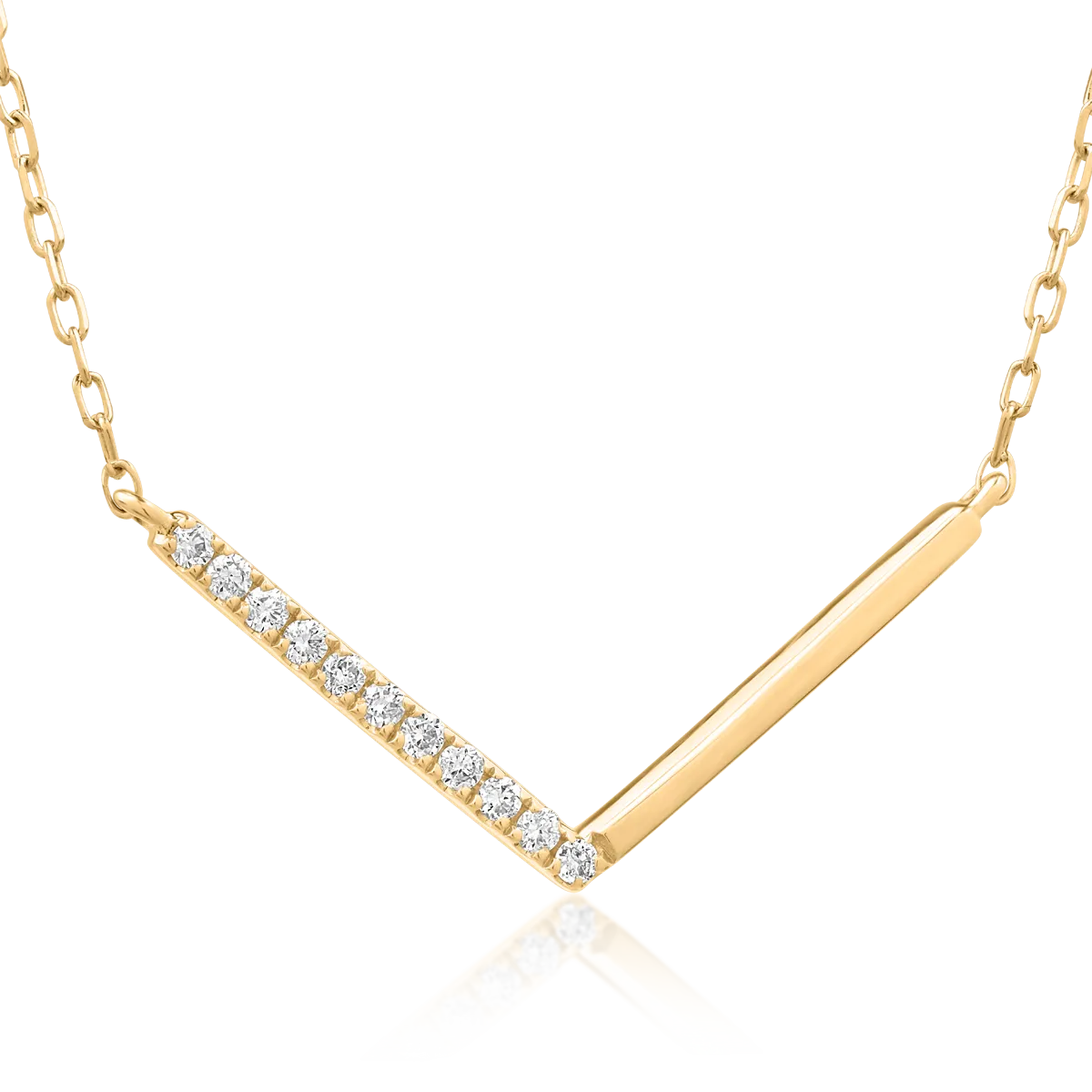 Lant cu pandantiv din aur galben cu diamante de 0.052ct