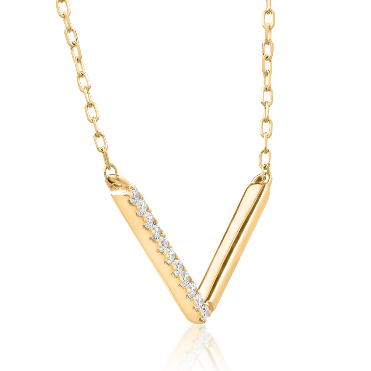 Lant cu pandantiv din aur galben cu diamante de 0.052ct