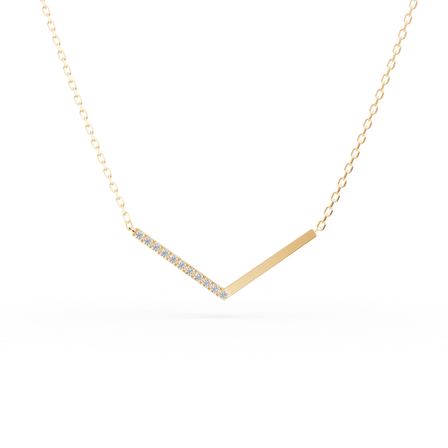 Lant cu pandantiv din aur galben cu diamante de 0.052ct